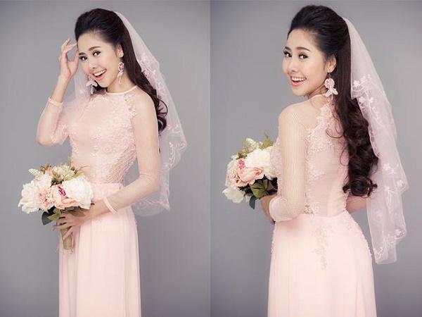 Nhật Lê và loạt mỹ nhân Việt chọn áo dài hồng ngày ăn hỏi - ảnh 11
