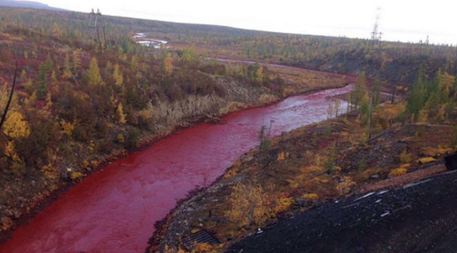 Dòng sông Nga chuyển màu đỏ như máu - ảnh 1