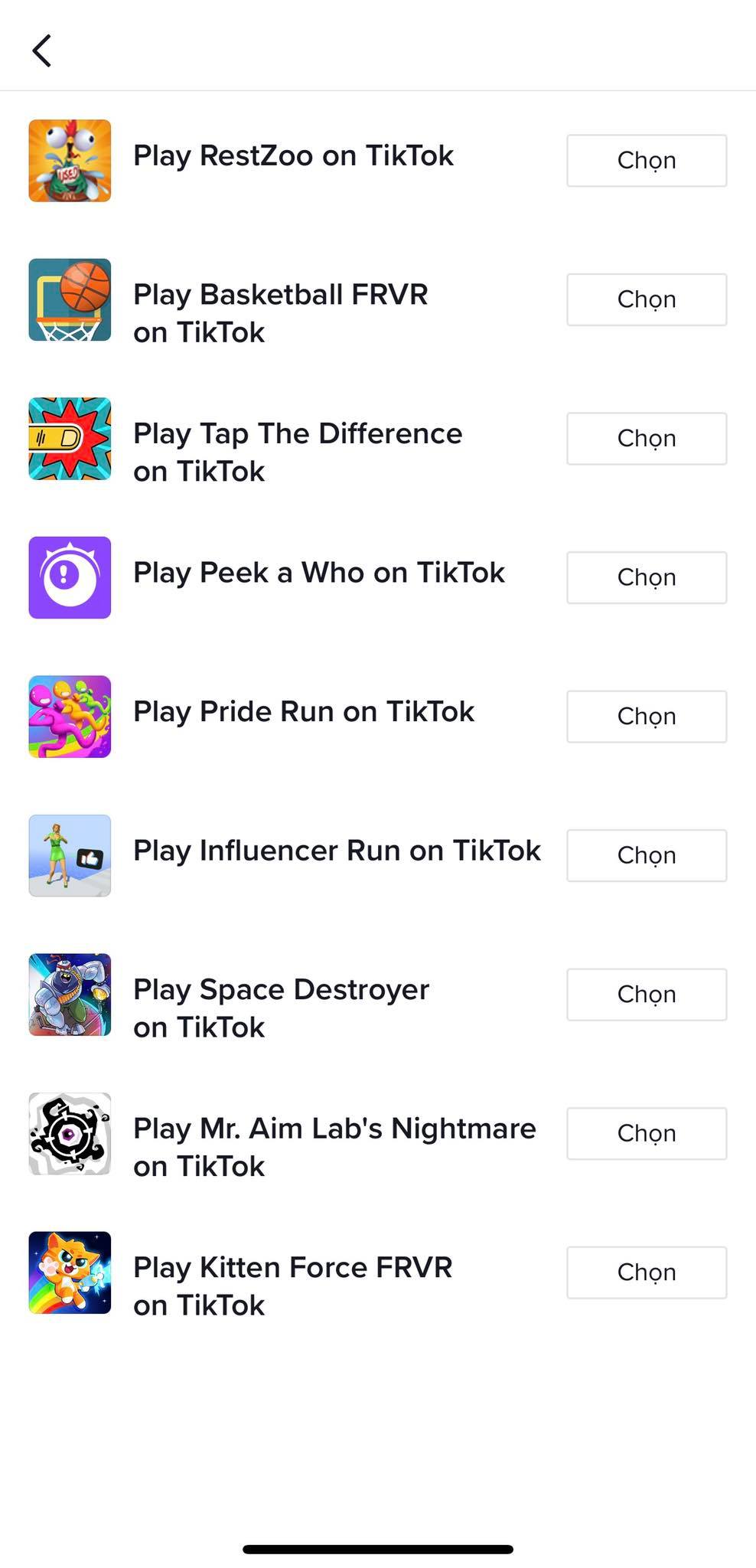 Thêm nửa tá game vào ứng dụng của mình, TikTok 