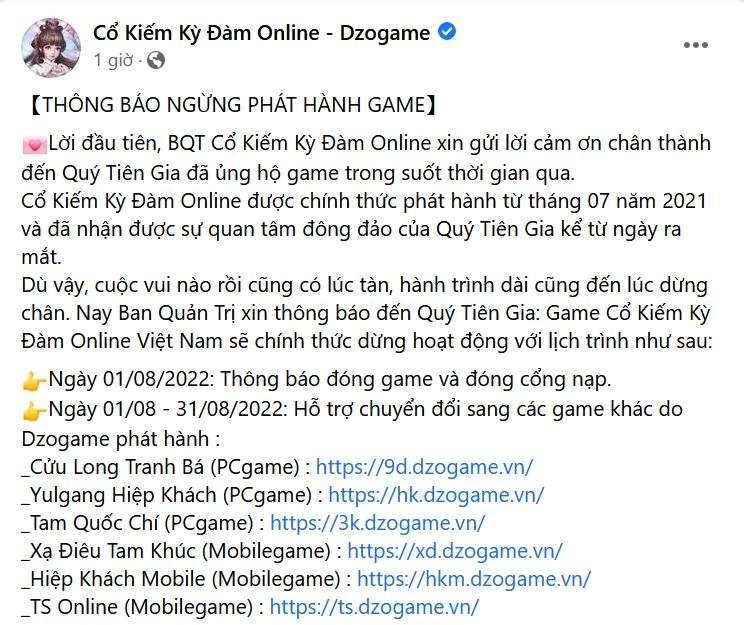 Bom tấn kiếm hiệp chính thức đóng cửa sau 1 năm phát hành ở Việt Nam - ảnh 1