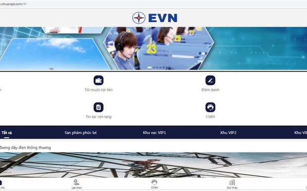 Xuất hiện trang web giả mạo thương hiệu EVN - ảnh 1