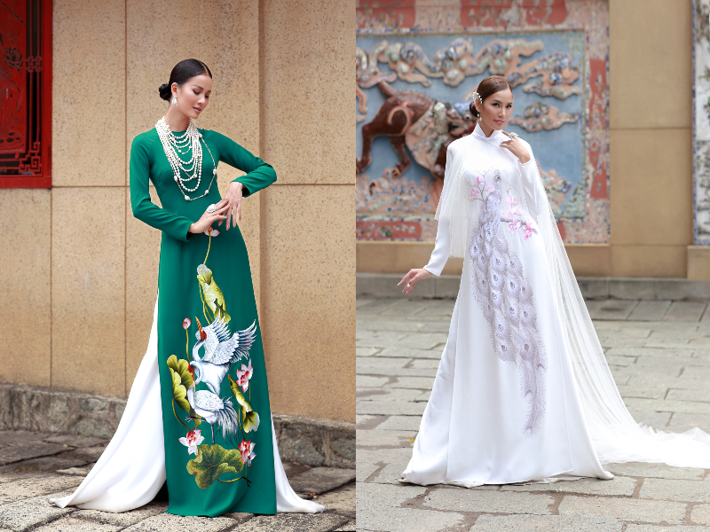 Hương Ly, Hoàng Phương hóa nàng thơ yêu kiều trong các thiết kế áo dài thêu tay kỳ công của Võ Việt Chung - ảnh 4