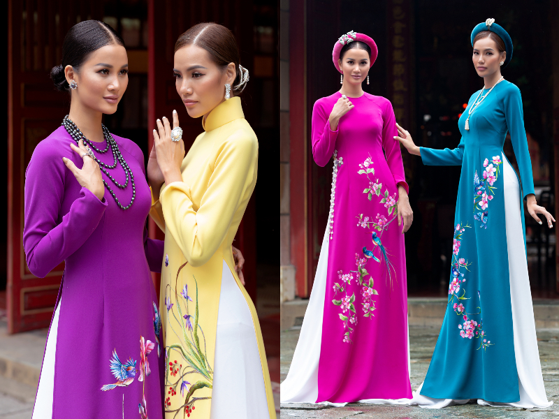 Hương Ly, Hoàng Phương hóa nàng thơ yêu kiều trong các thiết kế áo dài thêu tay kỳ công của Võ Việt Chung - ảnh 1