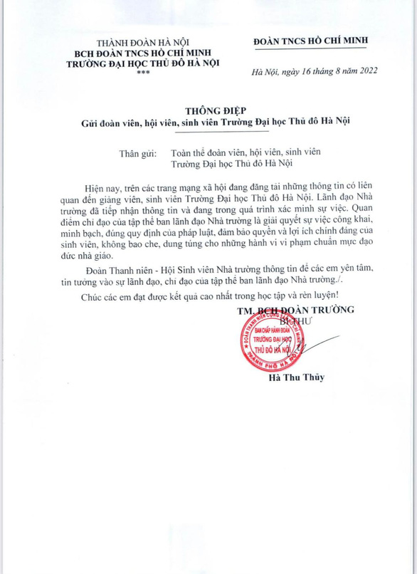 Trường đại học Thủ đô Hà Nội tạm dừng công việc giảng dạy với thầy giáo bị tố quấy rối tình dục - ảnh 1
