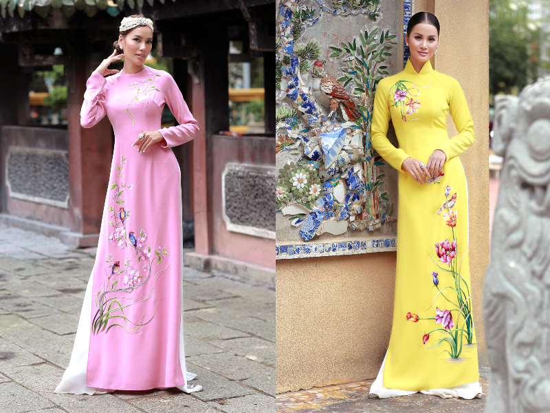 Hương Ly, Hoàng Phương hóa nàng thơ yêu kiều trong các thiết kế áo dài thêu tay kỳ công của Võ Việt Chung - ảnh 3