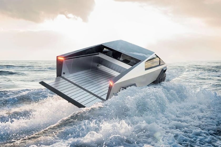 Xe bán tải Tesla Cybertruck sẽ có thể di chuyển trên mặt nước như thuyền - ảnh 1