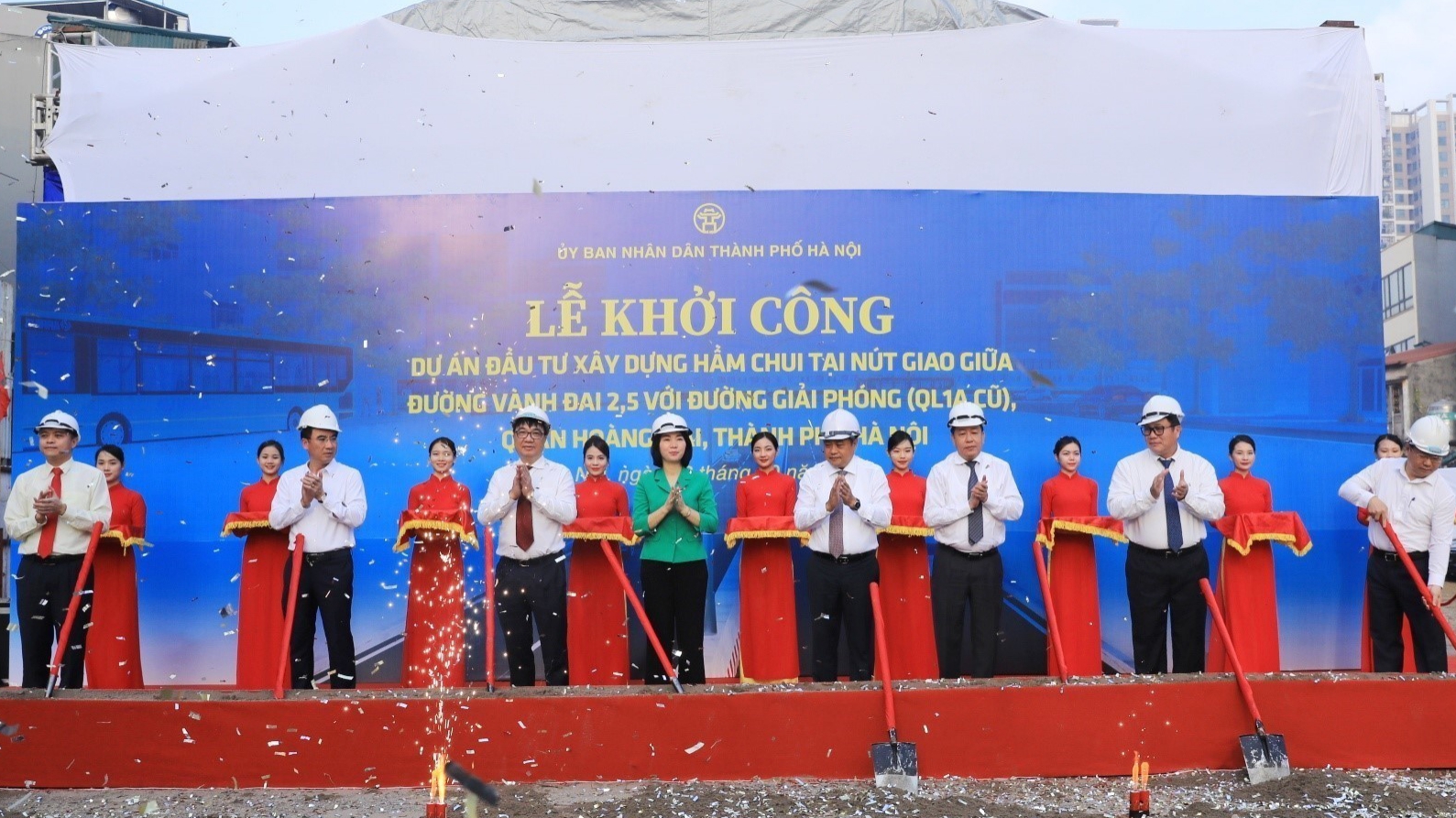 Hà Nội khởi công xây dựng hầm chui nút giao Giải Phóng - Kim Đồng với đường Vành đai 2,5 - ảnh 1