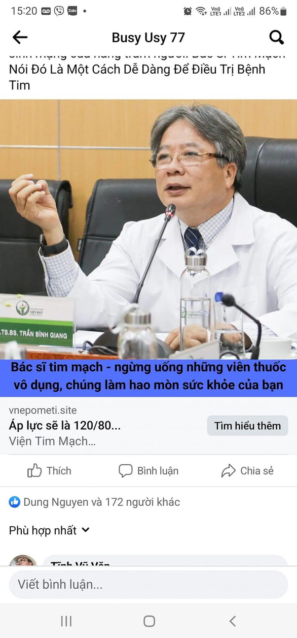 Giám đốc Bệnh viện Việt Đức bị sử dụng hình ảnh để quảng cáo và bán thực phẩm chức năng - ảnh 1