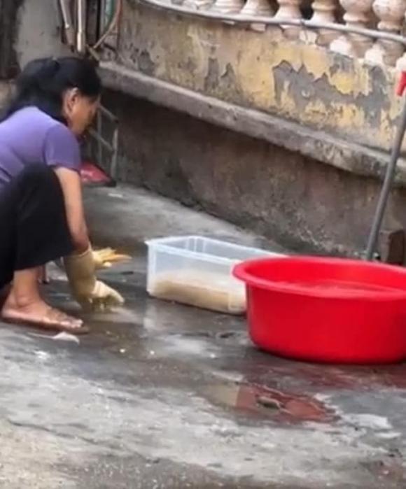 Hình ảnh người phụ nữ rửa que xiên thịt dưới lòng đường bẩn khiến nhiều người ''phát khiếp'' - ảnh 2