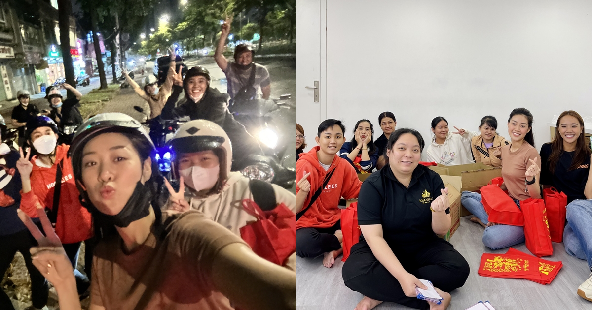 Hoa hậu Khánh Vân đi xe máy, tặng quà cho người dân, người lao động dịp Tết  - ảnh 6