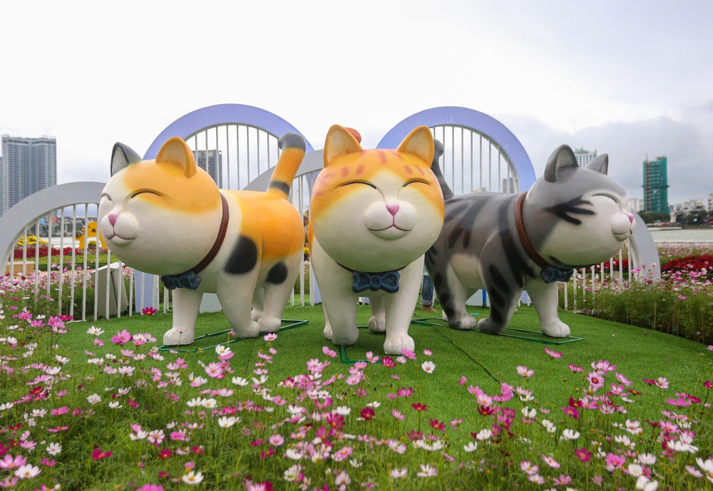 Lộ diện đàn linh vật mèo đủ biểu cảm tại đường hoa Xuân Đà Nẵng - ảnh 2