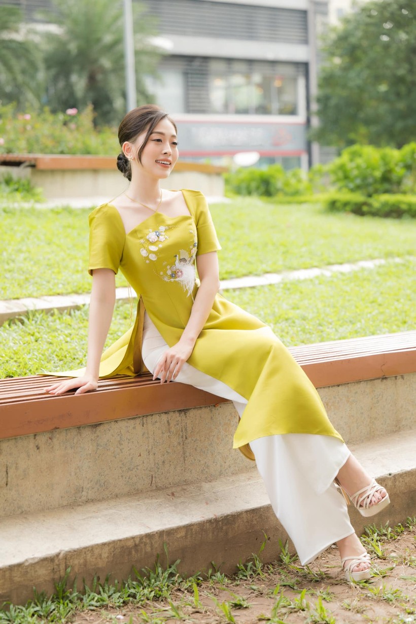 Hoa hậu Nông Thúy Hằng đẹp sắc sảo trong áo dài nhung - ảnh 18