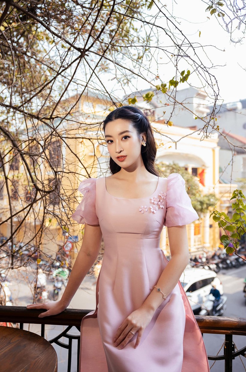 Hoa hậu Nông Thúy Hằng đẹp sắc sảo trong áo dài nhung - ảnh 15