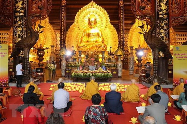 Ninh Bình: Hàng nghìn du khách tham dự lễ khai hội chùa Bái Đính - ảnh 1