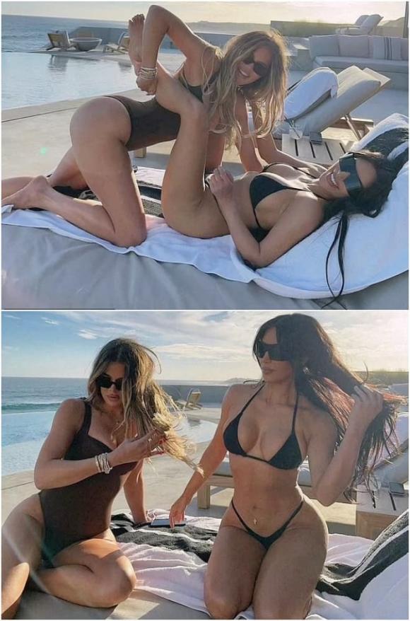 Kim Kardashian bị soi tư thế nhạy cảm khi cùng em gái Khloe tận hưởng kỳ nghỉ ở Los Cabos - ảnh 2