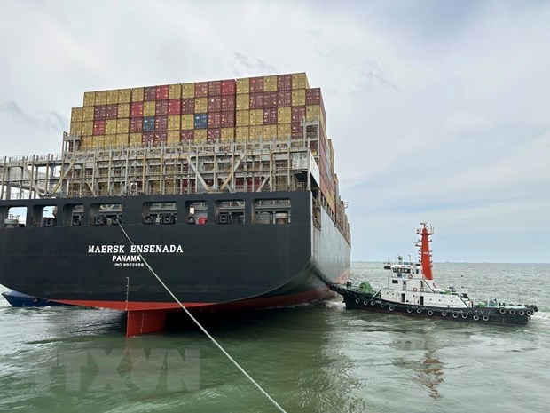 Bà Rịa-Vũng Tàu: Kịp thời cứu kéo siêu tàu container bị mắc cạn - ảnh 1