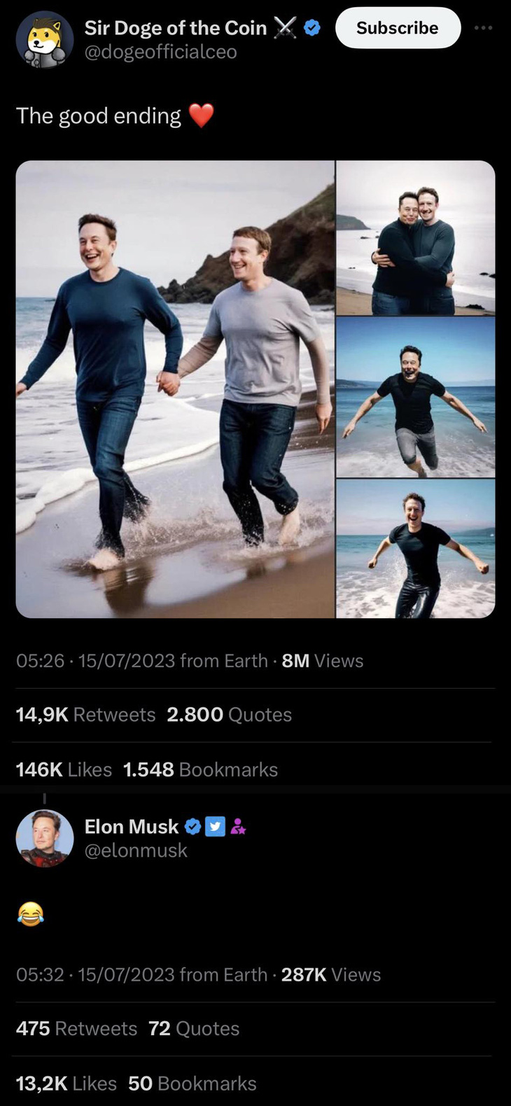 ‘Như chưa hề có cuộc chia ly’, Elon Musk nắm tay Mark dạo biển - ảnh 1
