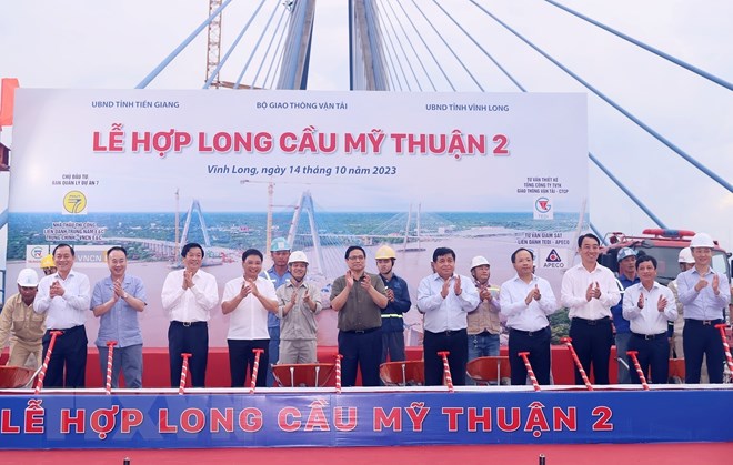 Thủ tướng Phạm Minh Chính dự Lễ hợp long cầu Mỹ Thuận 2 - ảnh 10