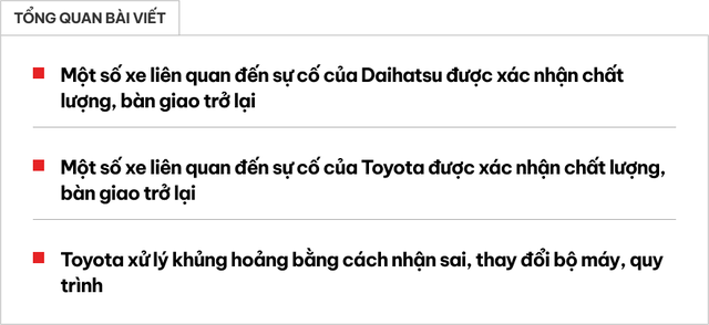 Loạt xe Toyota liên quan đến bất thường của Daihatsu thoát ‘án treo’: Đã đạt tiêu chuẩn sản xuất, giao xe trở lại - ảnh 1
