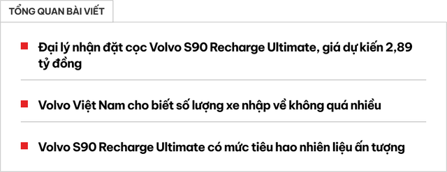 Volvo S90 Recharge Ultimate ra mắt Việt Nam tuần sau: Giá dự kiến 2,89 tỷ, ''ăn xăng'' ít hơn xe máy - ảnh 1