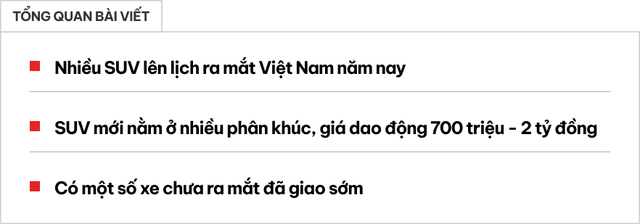 Loạt SUV mới sắp ra mắt Việt Nam: Giá từ khoảng 700 triệu đến hơn 2 tỷ, nhiều phân khúc, có xe đã giao trước cho khách hàng - ảnh 1
