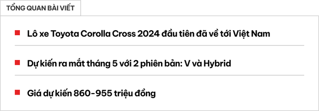 Lô Toyota Corolla Cross 2024 đầu tiên về Việt Nam: Giá dự kiến không đổi, ra mắt tháng 5 đấu HR-V và CX-30 - ảnh 1