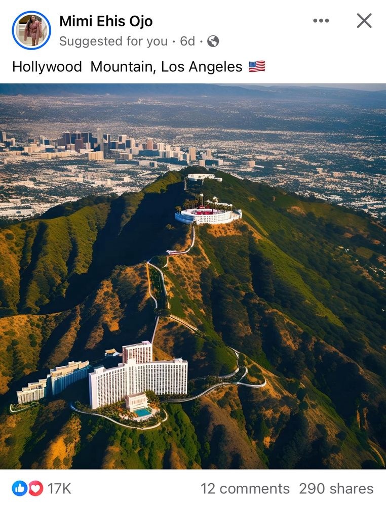 Ảnh chụp Núi Hollywood trên Facebook là giả - ảnh 2