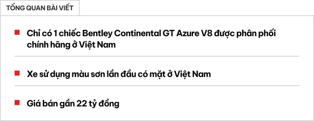 Bentley Continental GT Azure V8 độc bản về Việt Nam: Màu sơn lần đầu xuất hiện, giá gần 22 tỷ đồng - ảnh 1
