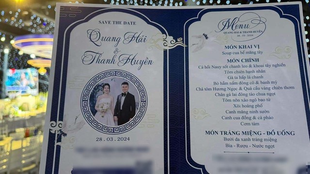Tiệc cưới Quang Hải - Chu Thanh Huyền: Dân mạng phát hiện một chi tiết 