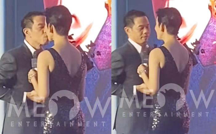 Siêu mẫu Việt đã có chồng bất ngờ hôn môi diễn viên Thái Hòa trên sân khấu - ảnh 2
