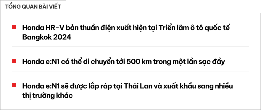 Chi tiết Honda HR-V thuần điện: Nhiều tiện nghi, một lần sạc đi được 500km, đi Hà Nội - Hạ Long rồi về vẫn thừa - ảnh 1