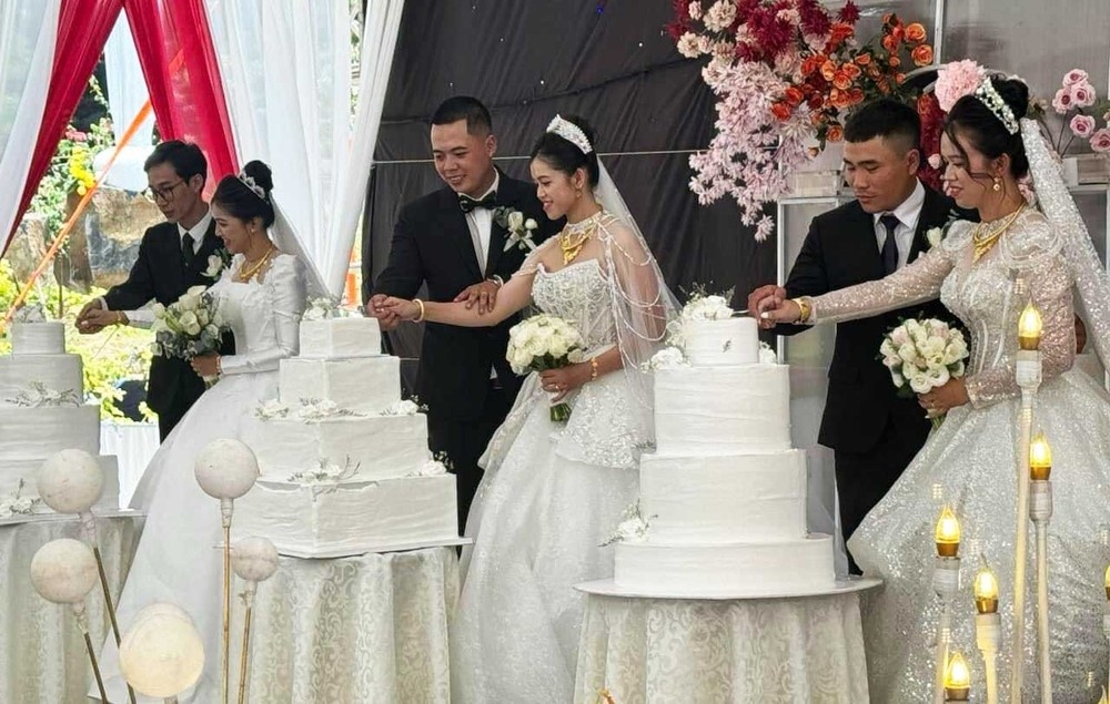 3 chị em ruột lấy chồng cùng một ngày ở Lâm Đồng - ảnh 1