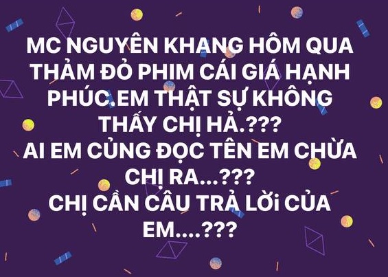 Lâm Khánh Chi bức xúc đăng đàn vì bị MC Nguyên Khang 