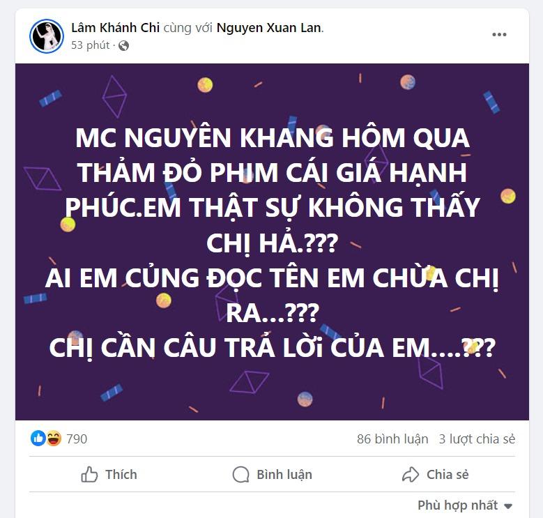 Lâm Khánh Chi đăng đàn tố MC Nguyên Khang: 'Ai em cũng đọc tên, em chừa chị ra' - ảnh 1