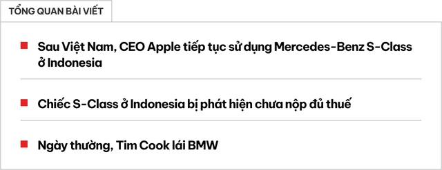 Sang Indonesia, Tim Cook được đón bằng Mercedes-Benz S-Class nhưng lại là xe nợ thuế - ảnh 1