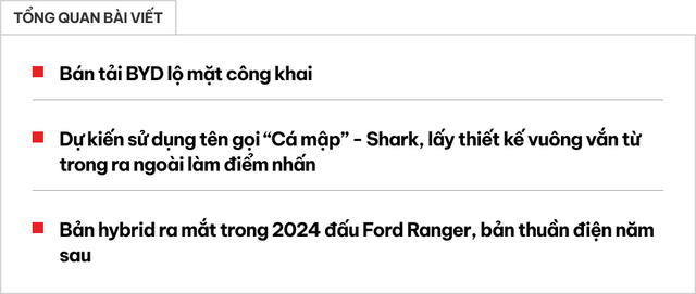 BYD Shark lần đầu lộ hoàn toàn nội, ngoại thất, nếu về Việt Nam sẽ cạnh tranh Ranger, Triton với động cơ tiết kiệm nhiên liệu - ảnh 1