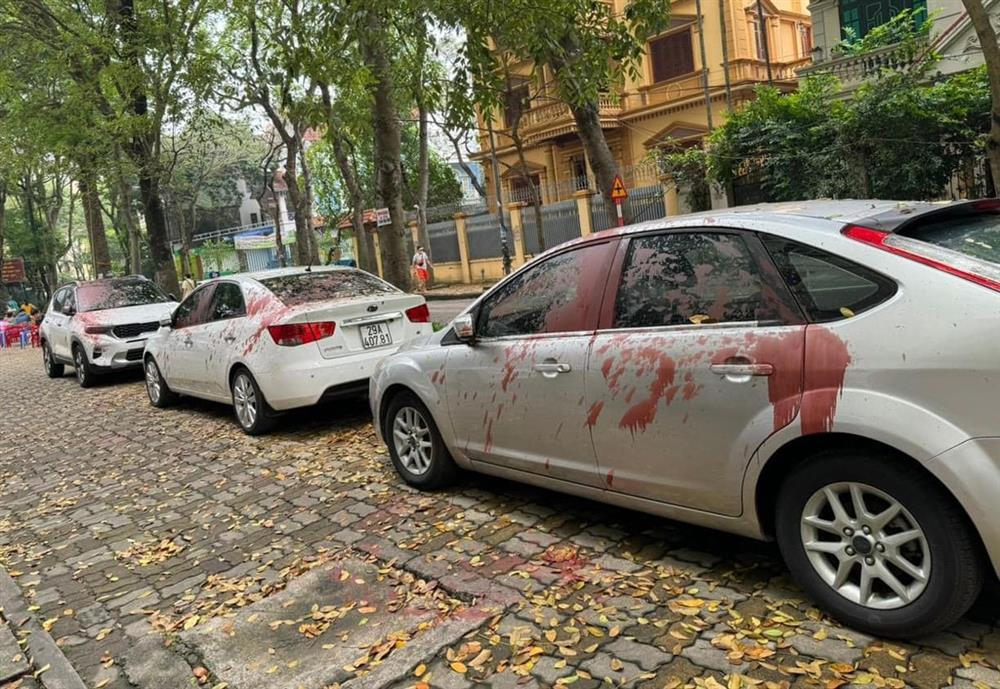 Truy tìm đối tượng tạt sơn vào nhiều ô tô ở Hà Nội - ảnh 2