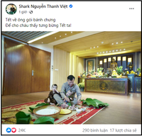 “Ông nội” Shark Việt ngồi bệt gói bánh chưng cùng cháu để lộ căn phòng thờ ngày Tết cực khủng tại nhà