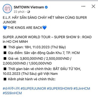 Công bố giá vé concert của Super Junior tại Việt Nam: Rẻ hơn cả show Mỹ Tâm - Hà Anh Tuấn, fan lo lắng vì một lý do!