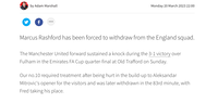 Rashford rút khỏi tuyển Anh