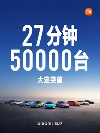 Xiaomi bán được 50.000 xe điện SU7 chỉ sau chưa đầy 30 phút